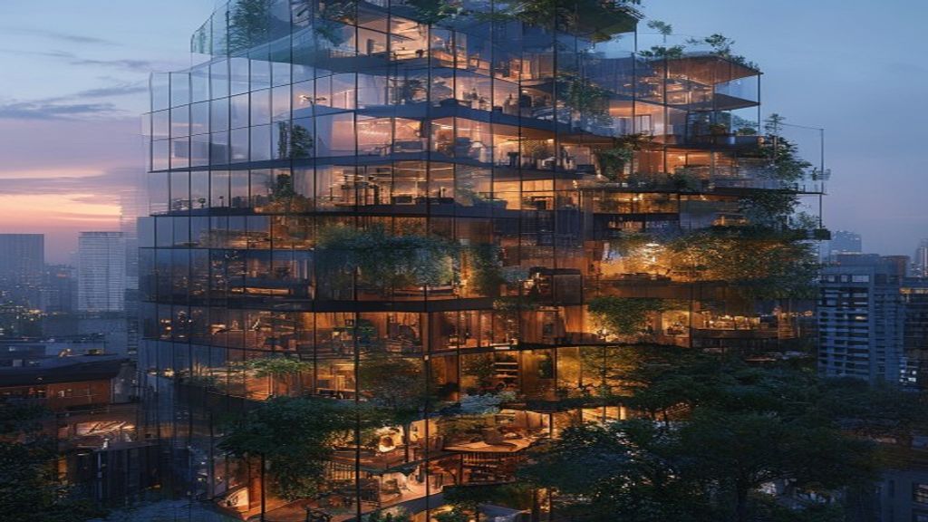 Existing glass skyscraper transformed into vertical village